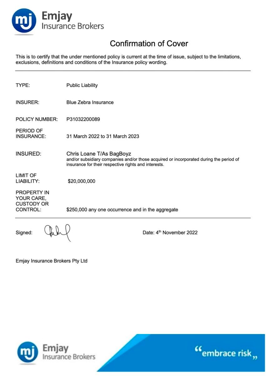 Confirmation of Cover
