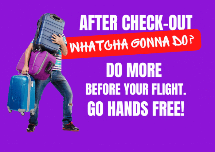 After check-out luggage storage in Melbourne. Do more before your flight with BagBoyz®. Go hands free.