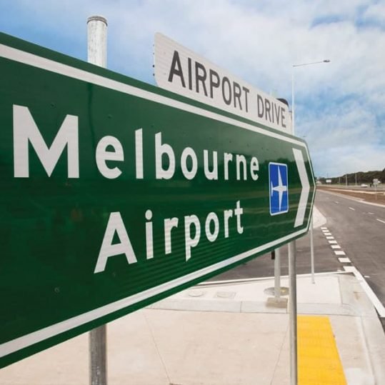 Melbourne Airport Directional Road sign